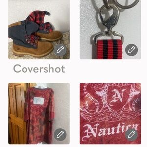 Timberland plaid leather🥾10.5+Nautica 2X+keychain 9x1.75 +6💀🔥stickers bulldog